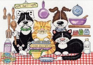 Cross Stitch Kit ~ Design Works Home Sweet Home Dogs & Cats in Kitchen #DW2857